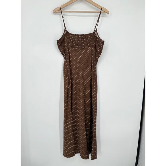 Ciao Lucia Leo Satin Midi Slip Dress Polka Dot Keyhole Tie Front Spaghetti Strap - Picture 8 of 12